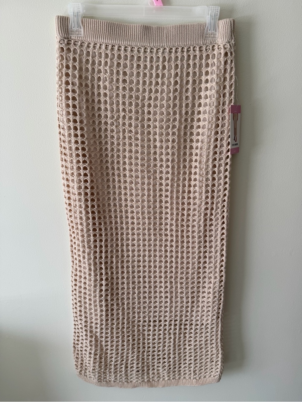 Steve Madden Knit Crochet Midi Skirt in Cream